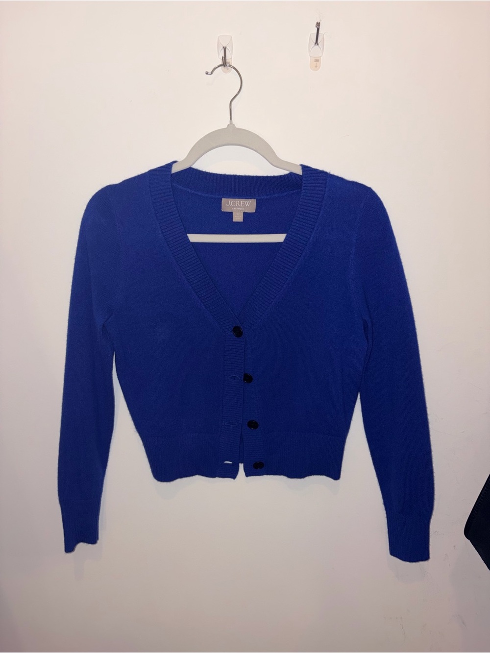J. Crew Cashmere Cobalt Blue V-Neck Button Cardigan